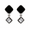 Anti-Tarnish Black Square Drop Earrings | NK Creation - NK Creation