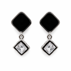 Anti-Tarnish Black Square Drop Earrings | NK Creation - NK Creation