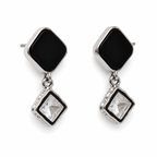 Anti-Tarnish Black Square Drop Earrings | NK Creation - NK Creation