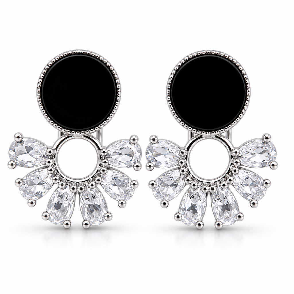 Anti-Tarnish Black Round Drop Earrings | NK Creation - NK Creation