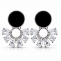 Anti-Tarnish Black Round Drop Earrings | NK Creation - NK Creation