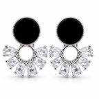 Anti-Tarnish Black Round Drop Earrings | NK Creation - NK Creation