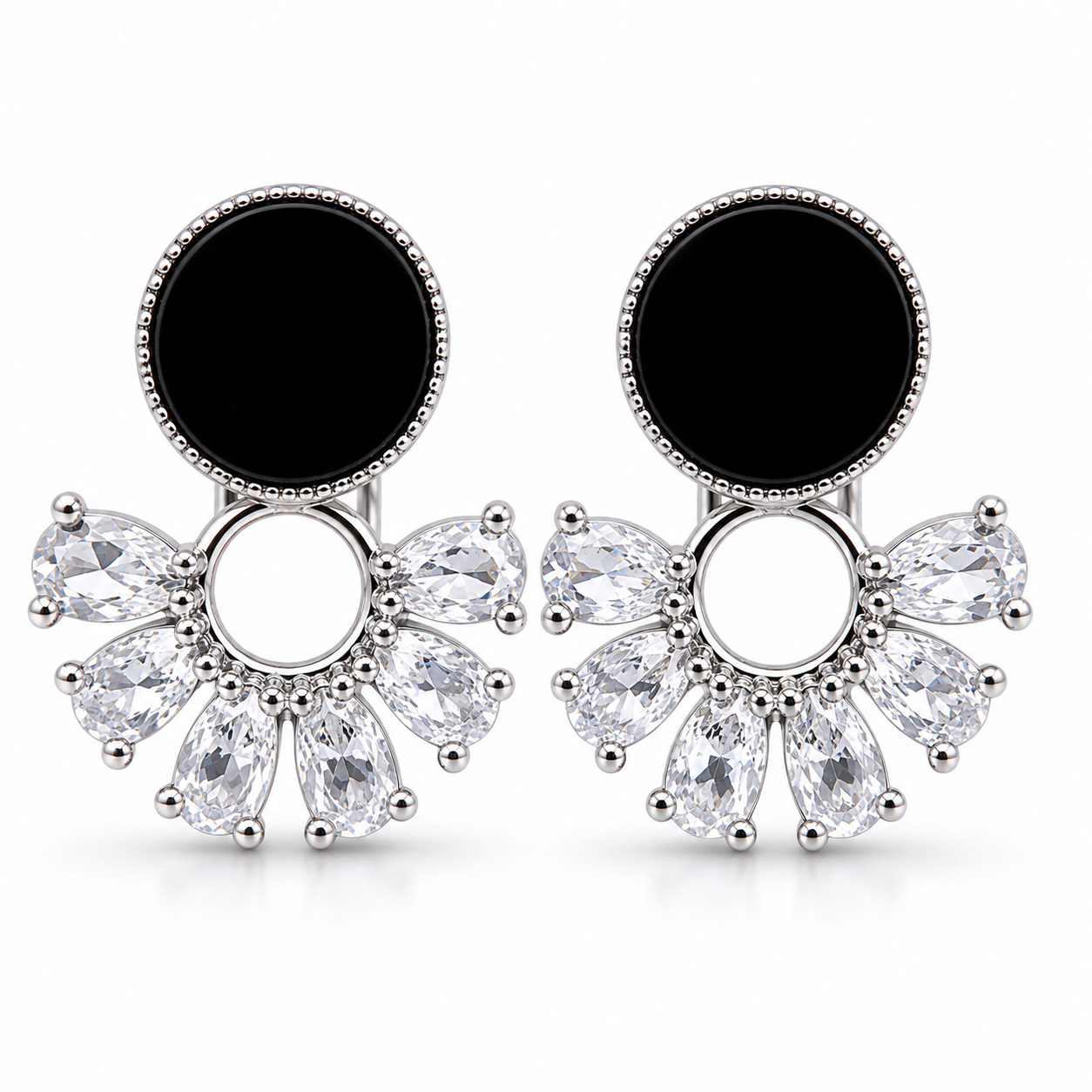Anti-Tarnish Black Round Drop Earrings | NK Creation - NK Creation