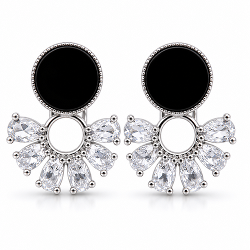 Anti-Tarnish Black Round Drop Earrings | NK Creation - NK Creation