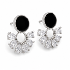 Anti-Tarnish Black Round Drop Earrings | NK Creation - NK Creation