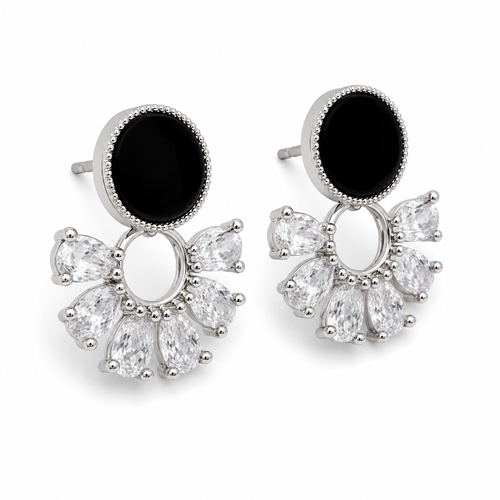 Anti-Tarnish Black Round Drop Earrings | NK Creation - NK Creation