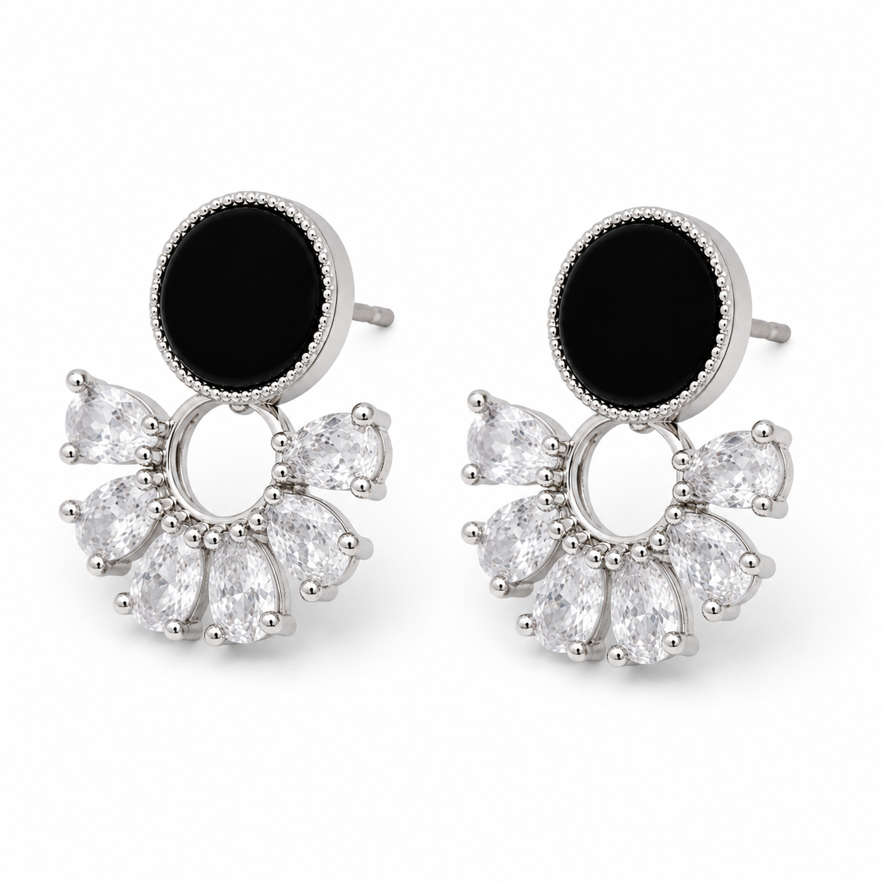 Anti-Tarnish Black Round Drop Earrings | NK Creation - NK Creation