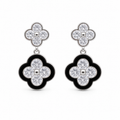 Anti-Tarnish Black Clover Drop Earrings - NK Creation