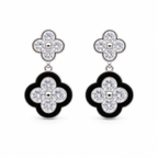 Anti-Tarnish Black Clover Drop Earrings - NK Creation