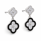 Anti-Tarnish Black Clover Drop Earrings - NK Creation
