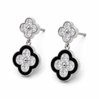 Anti-Tarnish Black Clover Drop Earrings - NK Creation