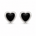 Anti-Tarnish Silver Black Heart Stud Earrings - NK Creation