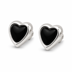 Anti-Tarnish Silver Black Heart Stud Earrings - NK Creation