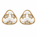 Anti-Tarnish Pearl & Marquise Triangle Stud Earrings - NK Creation