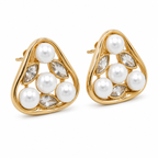 Anti-Tarnish Pearl & Marquise Triangle Stud Earrings - NK Creation