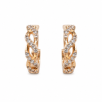 Anti-Tarnish Braided Pave Huggie Hoop Earrings - NK Creation