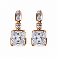 Anti-Tarnish Radiant-Cut Crystal Drop Earrings | NK Creation