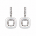 Anti-Tarnish White Enamel Open Square Drop Earrings - NK Creation