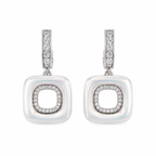 Anti-Tarnish White Enamel Open Square Drop Earrings - NK Creation