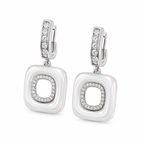 Anti-Tarnish White Enamel Open Square Drop Earrings - NK Creation