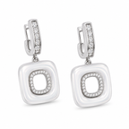 Anti-Tarnish White Enamel Open Square Drop Earrings - NK Creation
