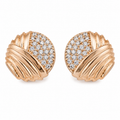 Anti-Tarnish Ribbed Pave Dome Stud Earrings - NK Creation