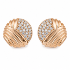 Anti-Tarnish Ribbed Pave Dome Stud Earrings - NK Creation