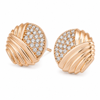 Anti-Tarnish Ribbed Pave Dome Stud Earrings - NK Creation