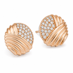 Anti-Tarnish Ribbed Pave Dome Stud Earrings - NK Creation