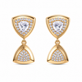 Anti-Tarnish Trillion Halo Drop Earrings - NK Creation