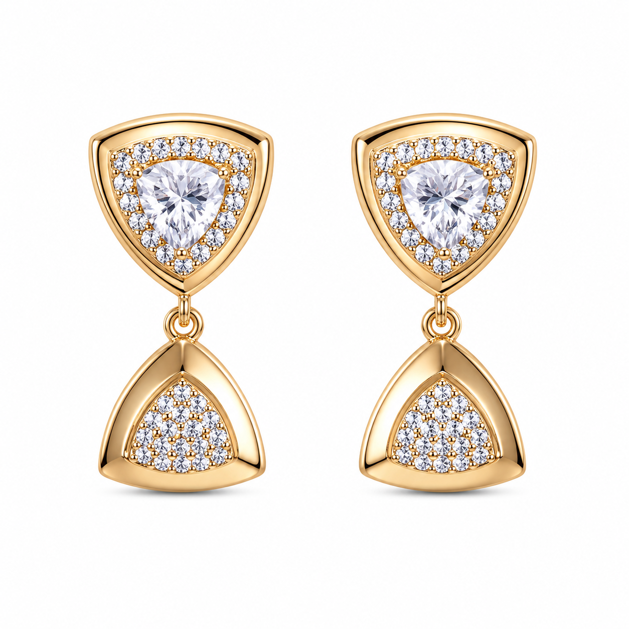 Anti-Tarnish Trillion Halo Drop Earrings - NK Creation