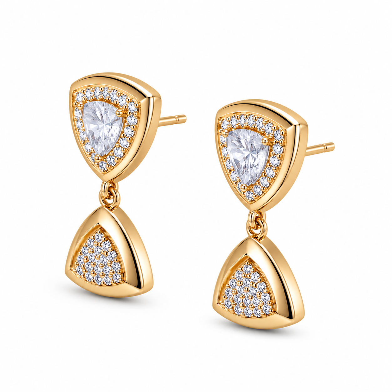 Anti-Tarnish Trillion Halo Drop Earrings - NK Creation