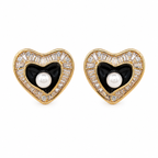Anti-Tarnish Baguette Halo Heart Stud Earrings - NK Creation