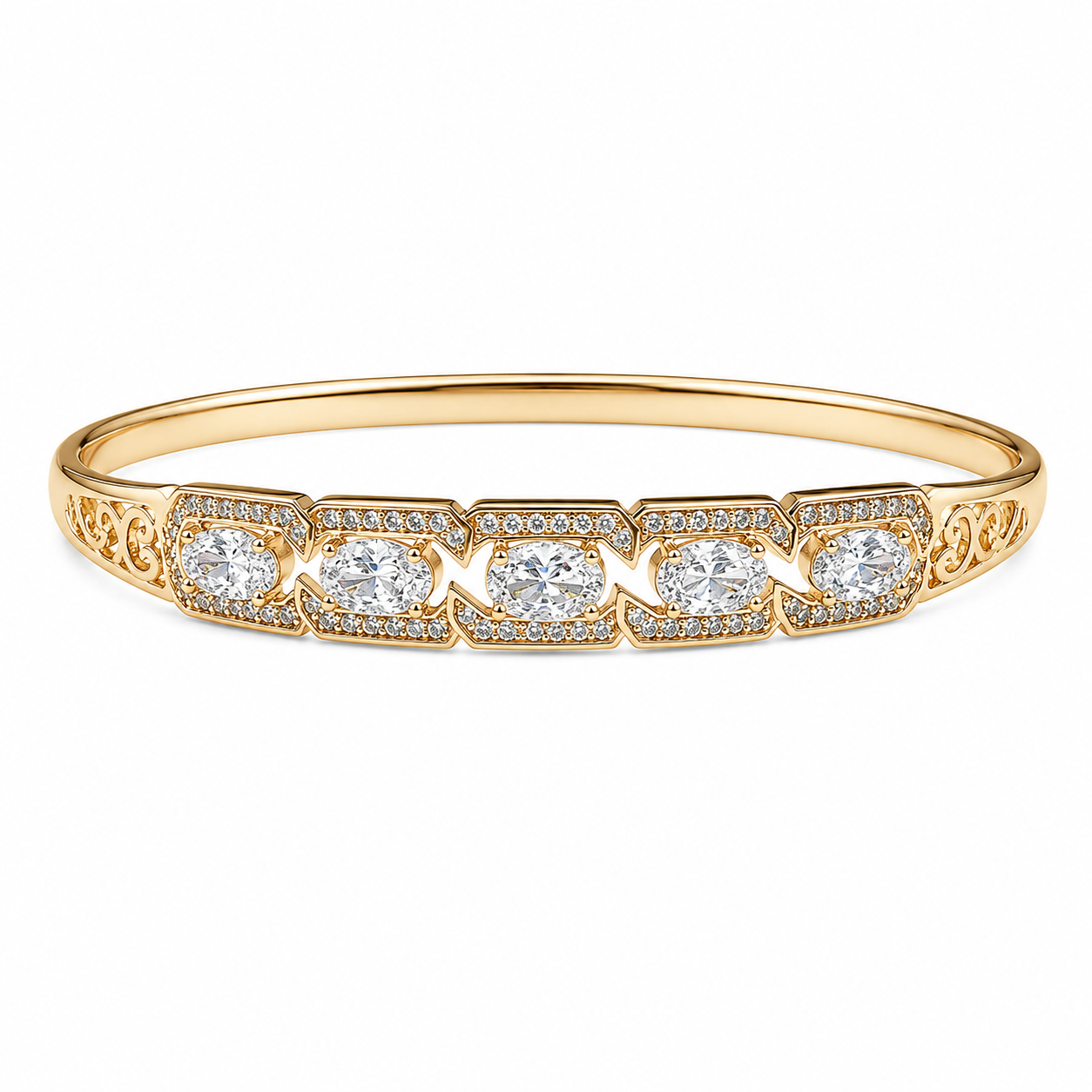 Anti-Tarnish Five-Stone Oval Kada - NK Creation