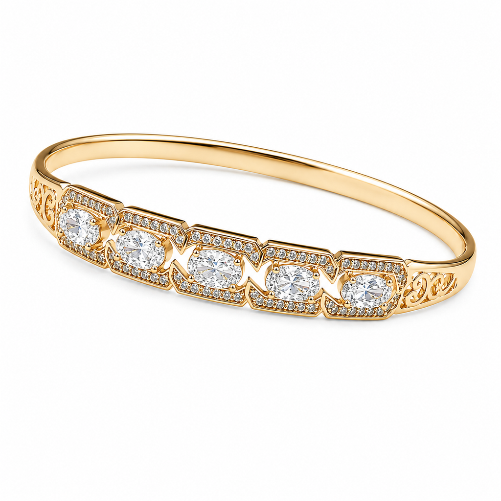 Anti-Tarnish Five-Stone Oval Kada - NK Creation