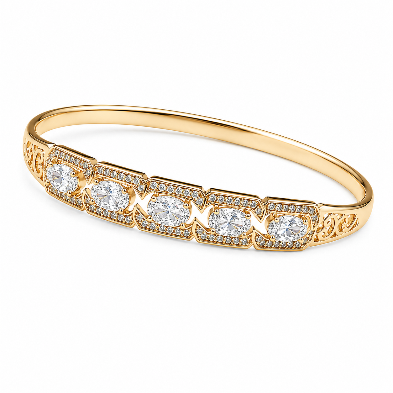 Anti-Tarnish Five-Stone Oval Kada - NK Creation