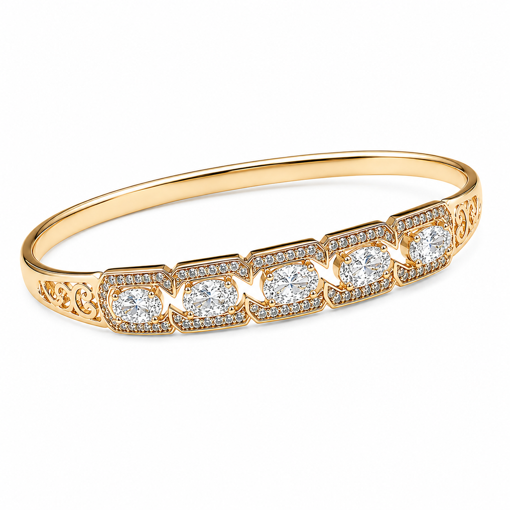 Anti-Tarnish Five-Stone Oval Kada - NK Creation