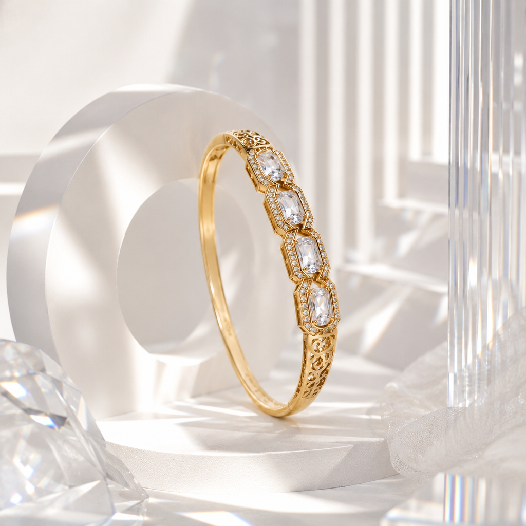 Anti-Tarnish Five-Stone Oval Kada worn - NK Creation
