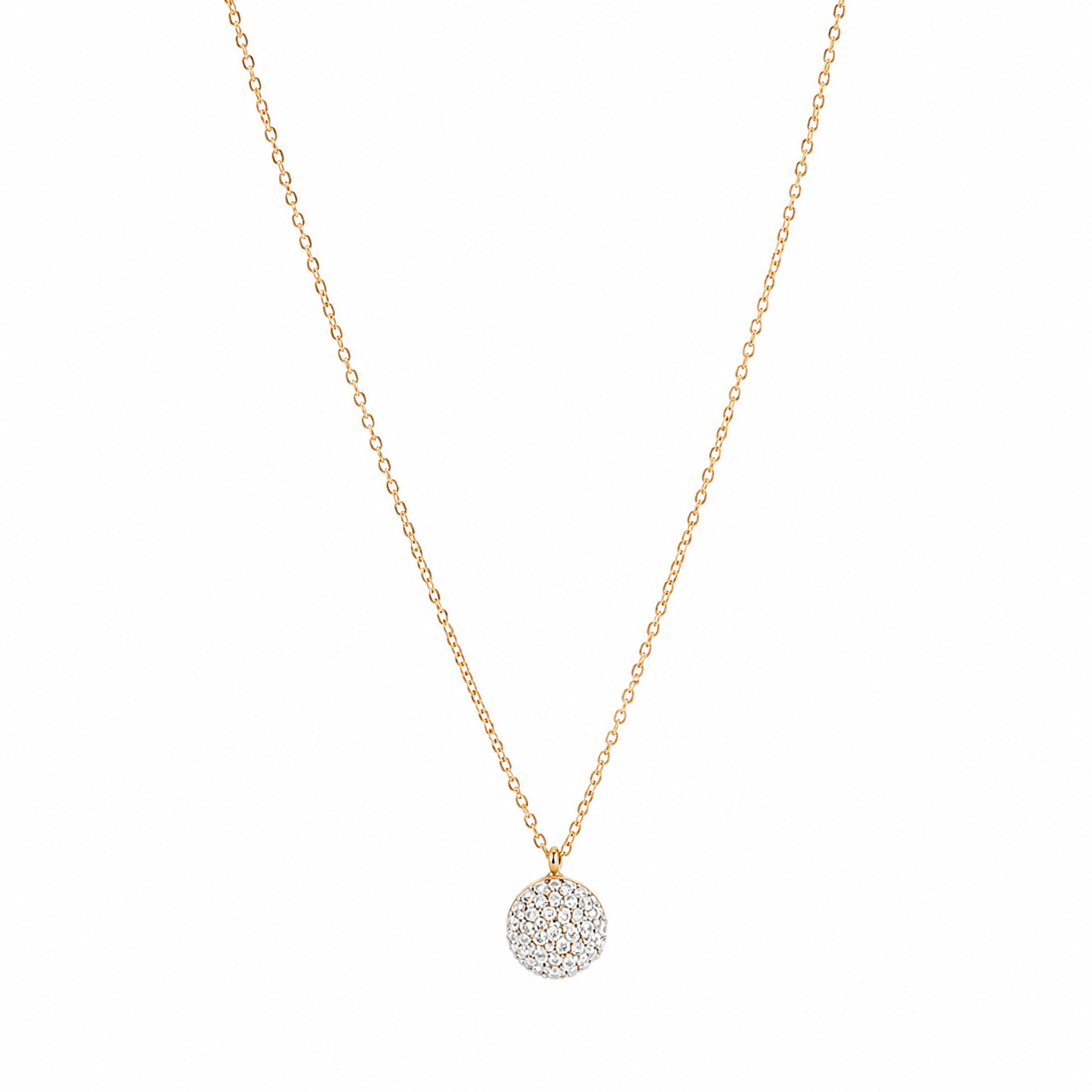 Anti-Tarnish Pave Disc Pendant Necklace - NK Creation