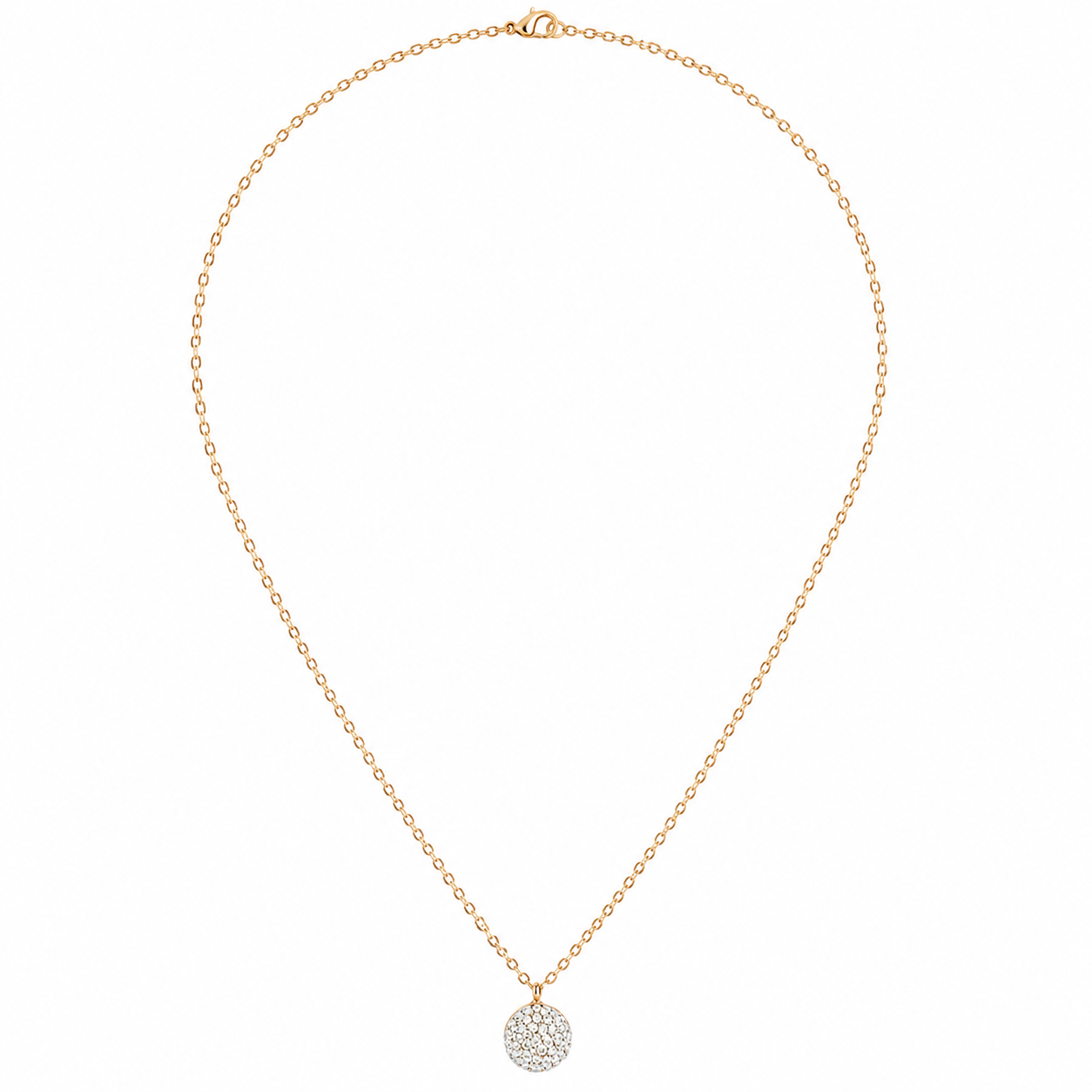 Anti-Tarnish Pave Disc Pendant Necklace - NK Creation