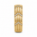 Anti-Tarnish Ribbed Chevron Pave Band Ring - NK Creation