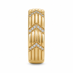 Anti-Tarnish Ribbed Chevron Pave Band Ring - NK Creation