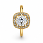 Anti-Tarnish Cushion Halo Solitaire Ring - NK Creation