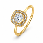Anti-Tarnish Cushion Halo Solitaire Ring - NK Creation