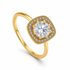 Anti-Tarnish Cushion Halo Solitaire Ring - NK Creation