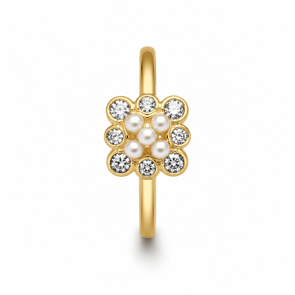 Anti-Tarnish Pearl & Crystal Cluster Ring - NK Creation