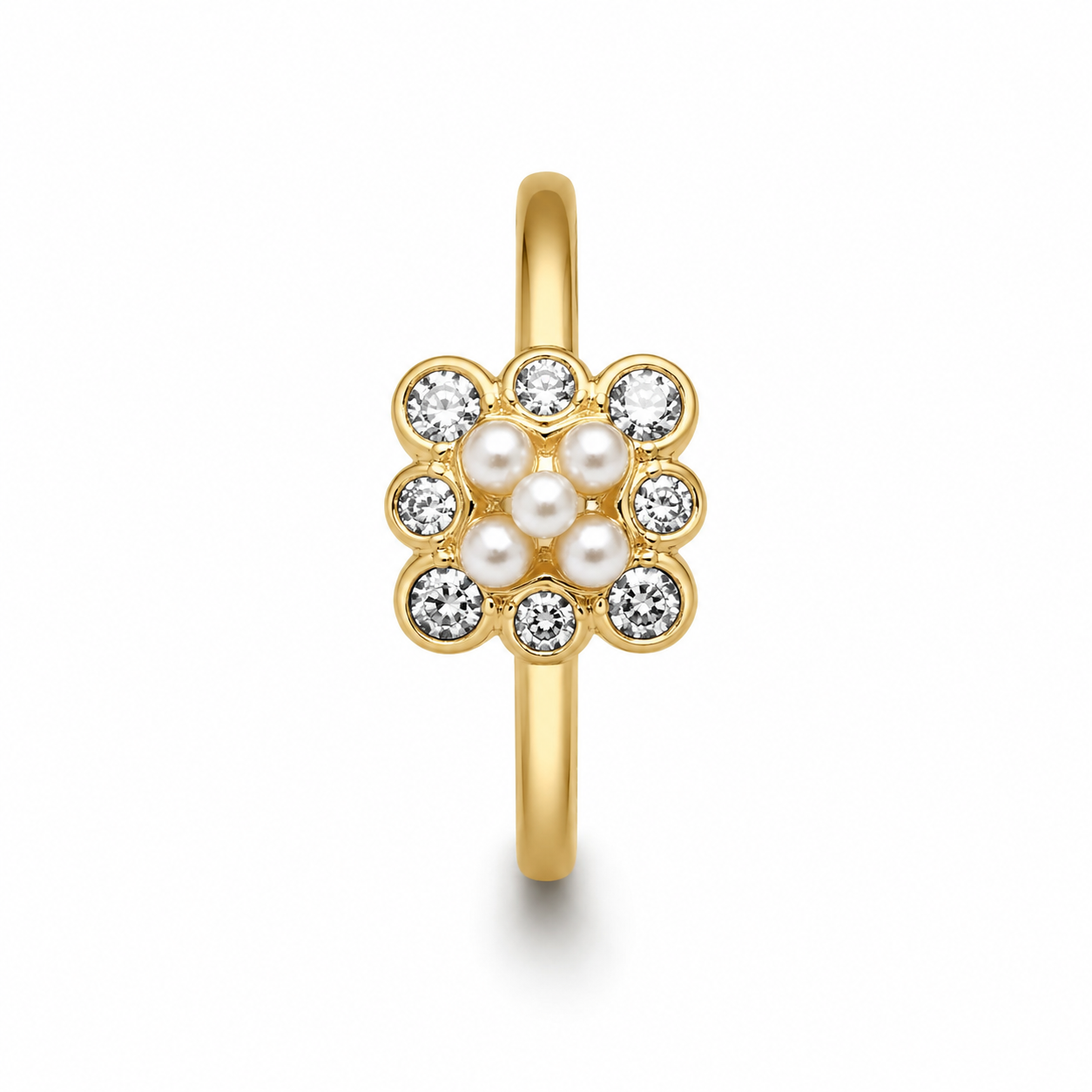 Anti-Tarnish Pearl & Crystal Cluster Ring - NK Creation